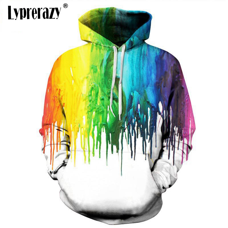 Lyprerazy Men 3D Rainbow  Hoodie Women New Fashion Drips Sweatshirts Jacket Funny Oil Painting Printed Hoody Tops