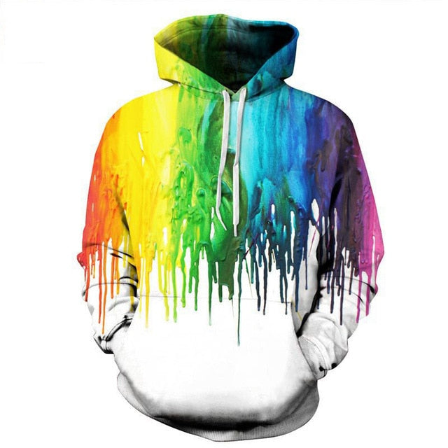 Lyprerazy Men 3D Rainbow  Hoodie Women New Fashion Drips Sweatshirts Jacket Funny Oil Painting Printed Hoody Tops