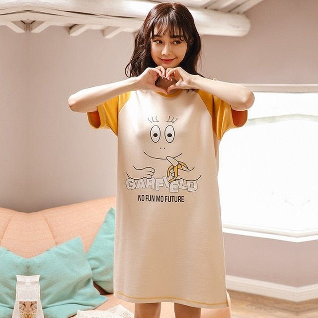 Summer Cute Women Sleepwear M-XXL Nightgowns Home Wear Girls Sleep Lounge Nightgrowns Dress Home Clothing