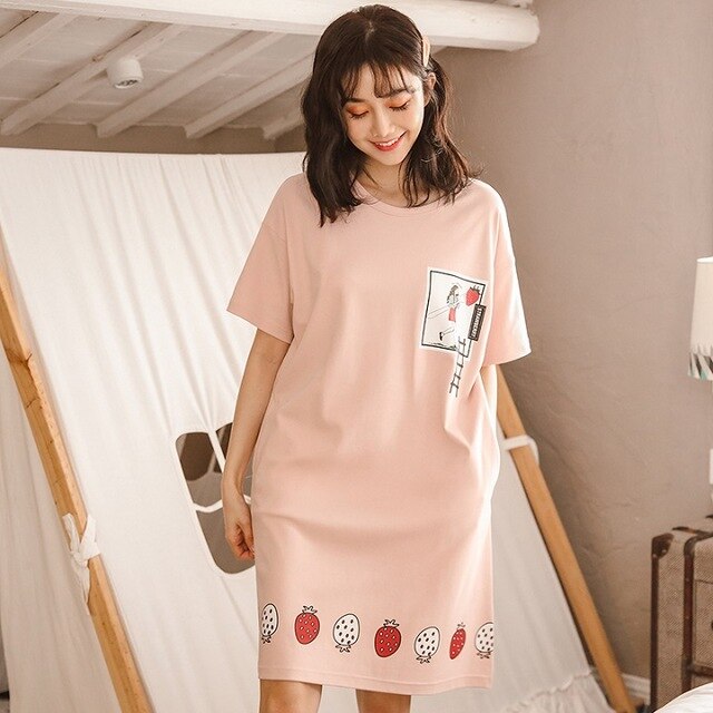 Summer Cute Women Sleepwear M-XXL Nightgowns Home Wear Girls Sleep Lounge Nightgrowns Dress Home Clothing