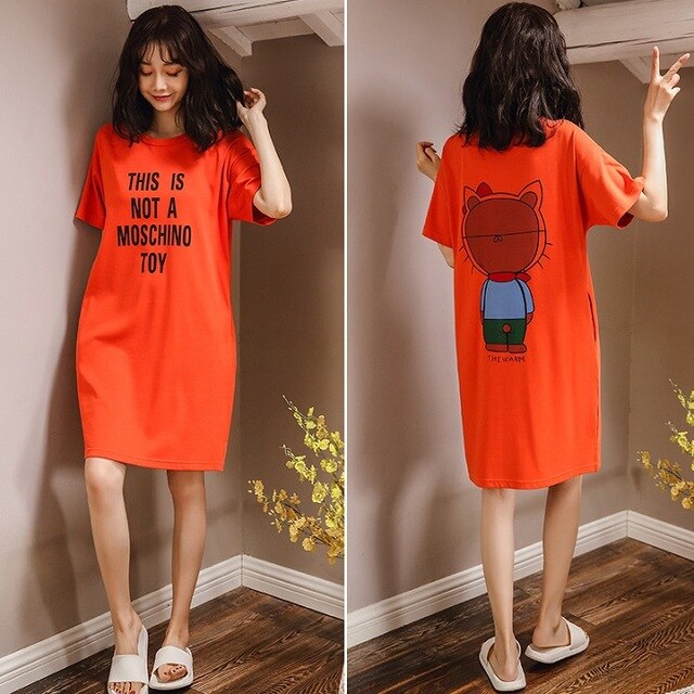 Summer Cute Women Sleepwear M-XXL Nightgowns Home Wear Girls Sleep Lounge Nightgrowns Dress Home Clothing