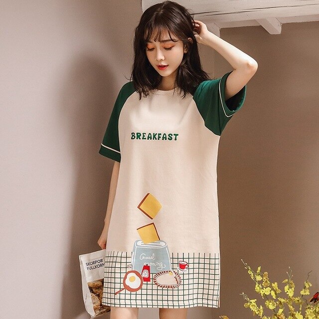 Summer Cute Women Sleepwear M-XXL Nightgowns Home Wear Girls Sleep Lounge Nightgrowns Dress Home Clothing