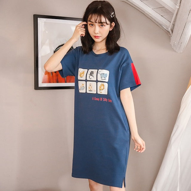 Summer Cute Women Sleepwear M-XXL Nightgowns Home Wear Girls Sleep Lounge Nightgrowns Dress Home Clothing