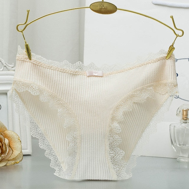 High Quality Cotton Lace Underwear Soft Bow Low-Rise Briefs Sexy Panties for Women 6 colors New