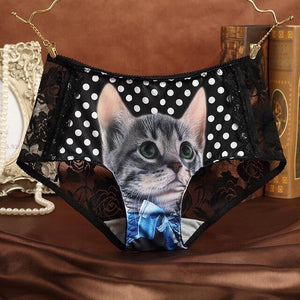 Cats Underwear Women Briefs Sexy Lace Seamless Anti Emptied 3D Short Breathable Pants Pink Panty Underpants Women Pussy  Panties