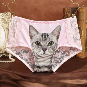 Cats Underwear Women Briefs Sexy Lace Seamless Anti Emptied 3D Short Breathable Pants Pink Panty Underpants Women Pussy  Panties