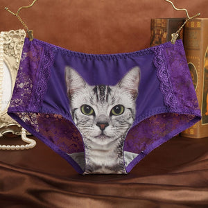 Cats Underwear Women Briefs Sexy Lace Seamless Anti Emptied 3D Short Breathable Pants Pink Panty Underpants Women Pussy  Panties