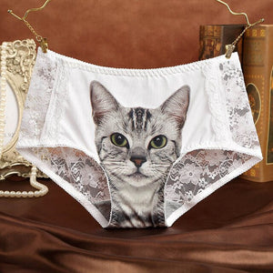 Cats Underwear Women Briefs Sexy Lace Seamless Anti Emptied 3D Short Breathable Pants Pink Panty Underpants Women Pussy  Panties