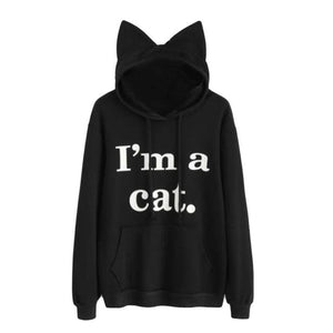 Women Cat Hoodie Long Sleeve Sweatshirt Jumper Coat Hooded Pullover Tops