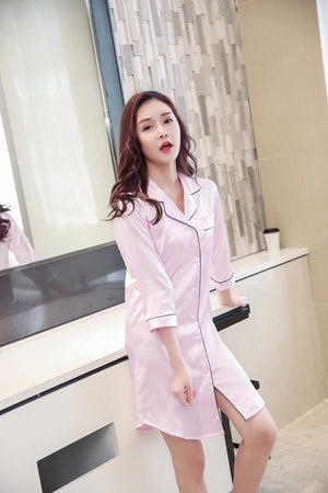 Nightgowns & Sleepshirt Sleepwear Women Sexy Lingerie Indoor Dress BF Style Size M-XXL Sleep Lounge Night Dress Nightwear